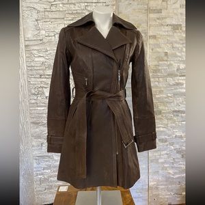 Cole Haan Lambskin Leather trench coat small vintage